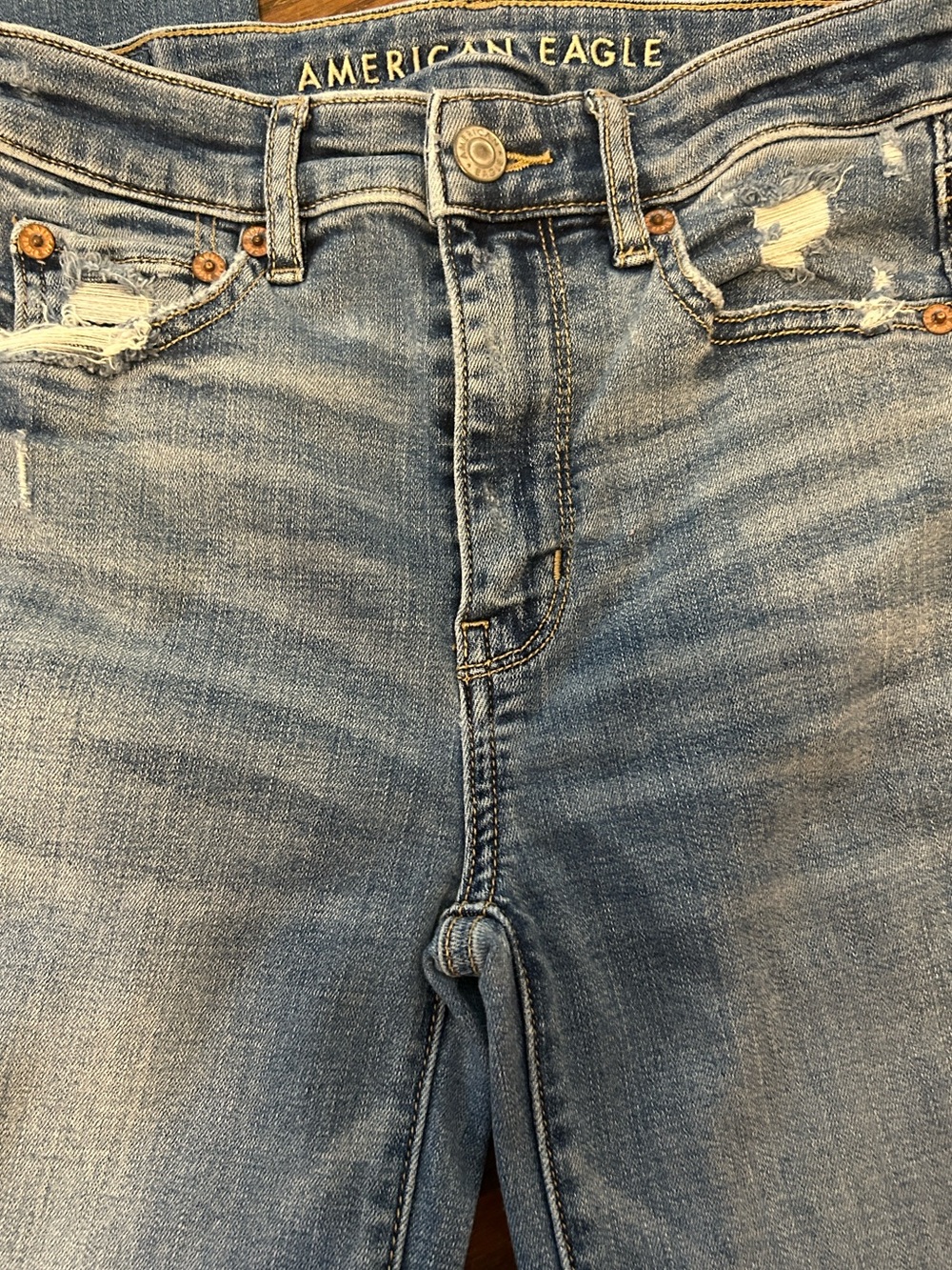 Distressed Blue Jeans